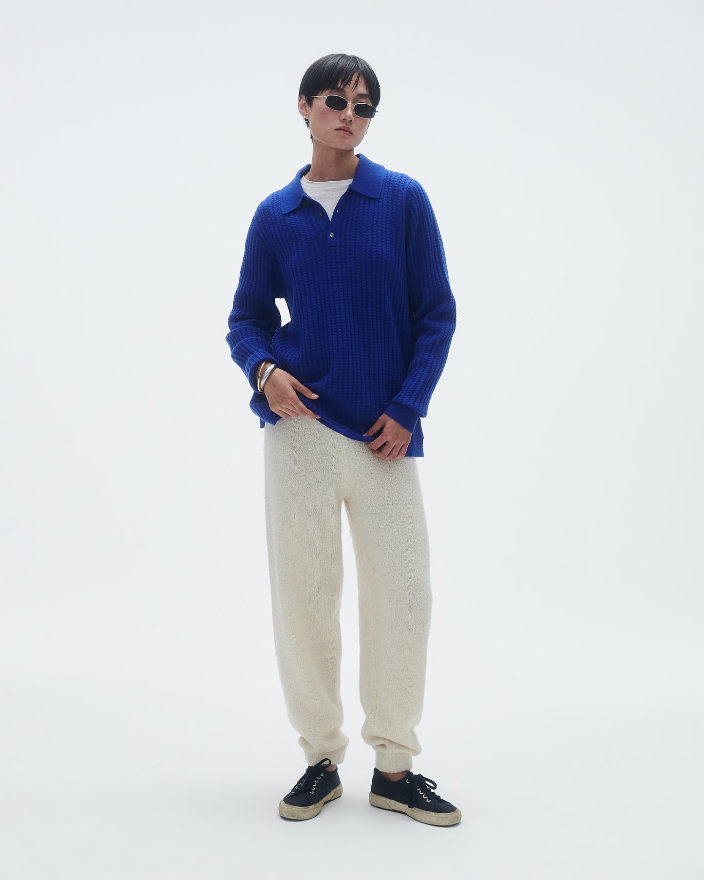 Theo Waffle Polo - Cobalt