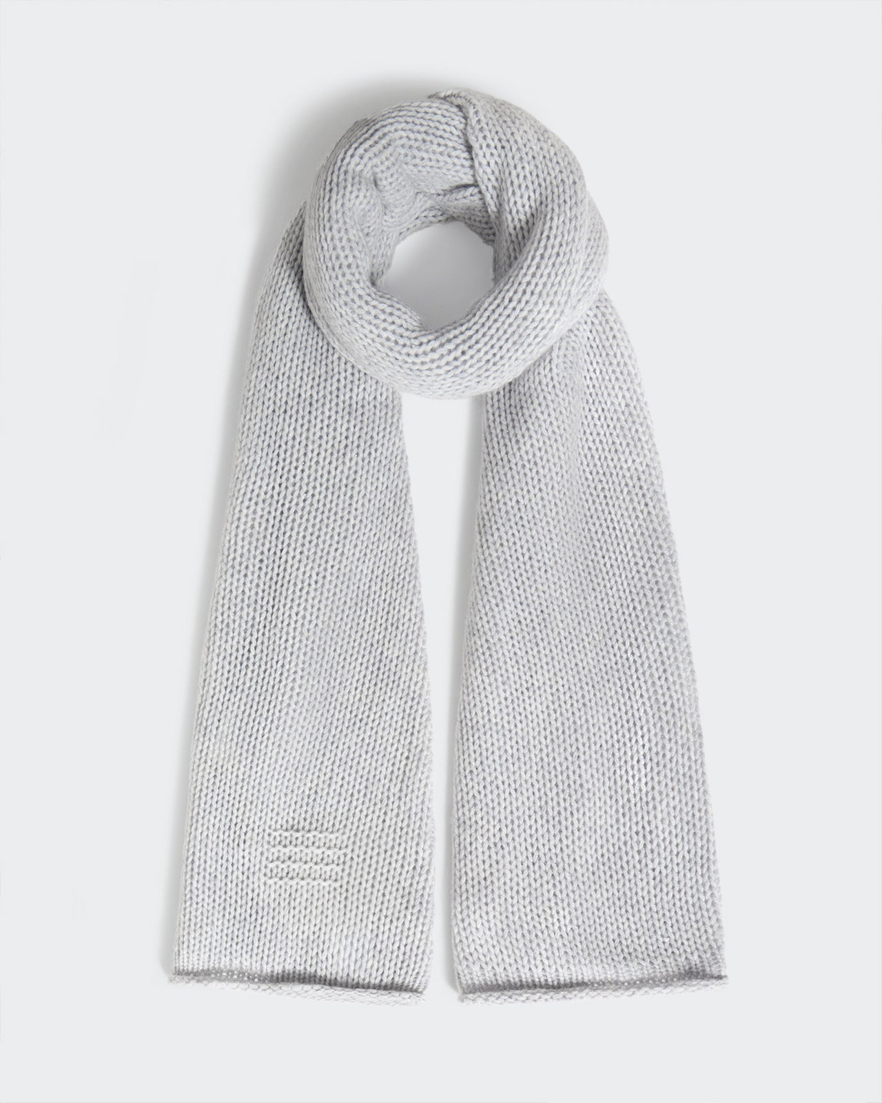 The Blanket Scarf - Stone open knit 100% cashmere lightweight jersey scarf with chunky knit texture.