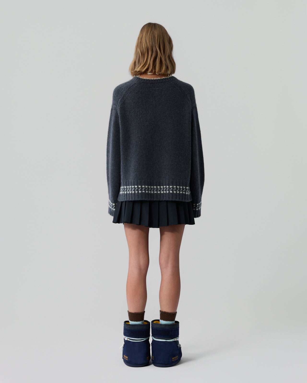 Tipped Cozy Crew - Charcoal/Mist