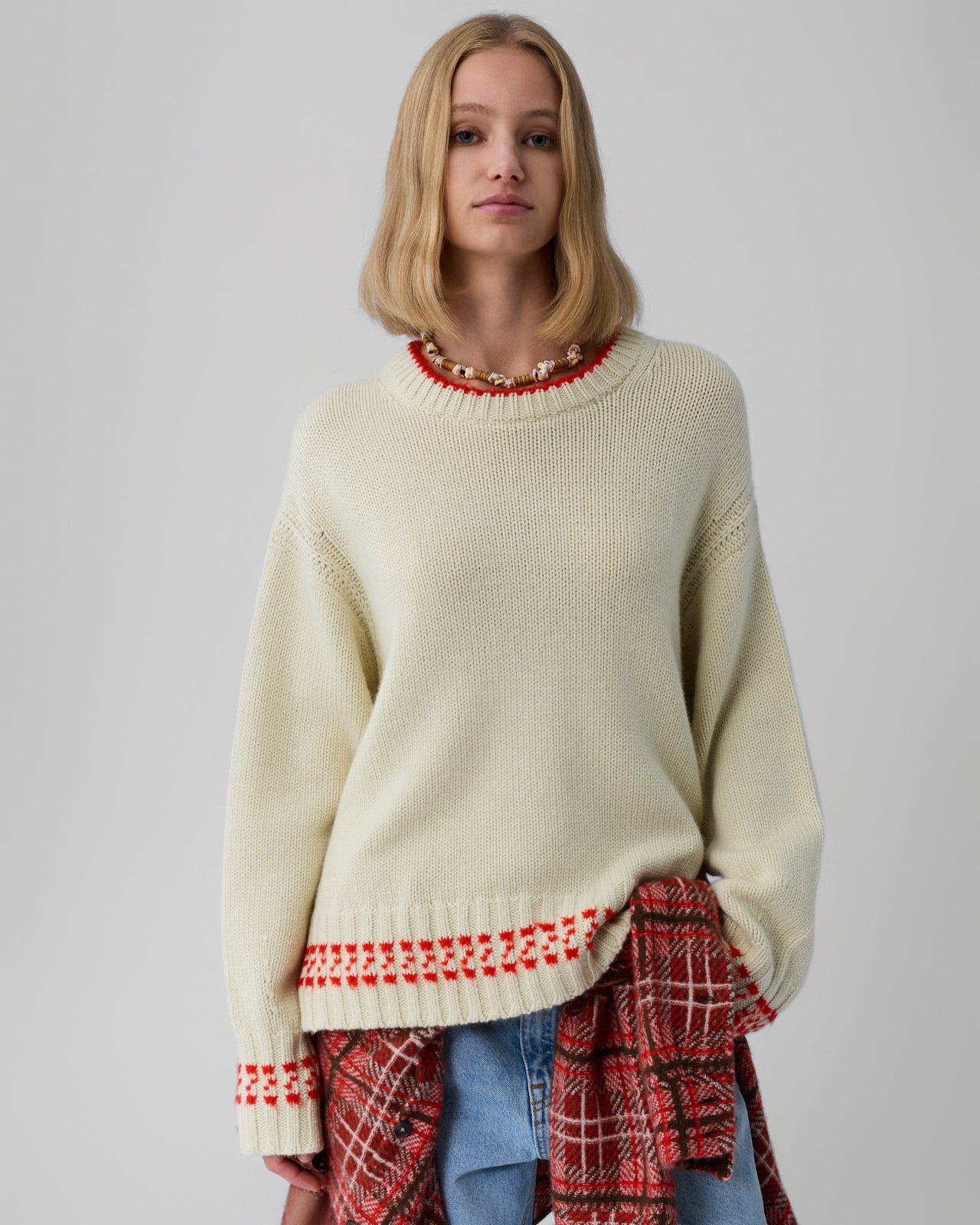 Tipped Cozy Crew - Mist/Chili