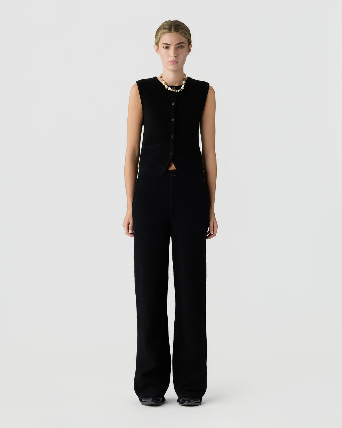 Tailored Crew Vest - Black