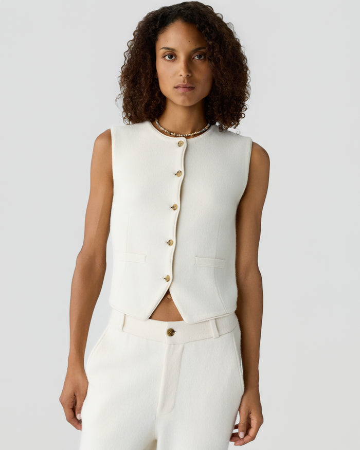 Guest in Residence — Tailored Crew Vest - Cream