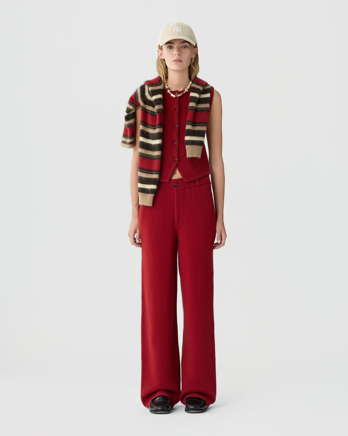 Tailored Crew Vest - Carmine