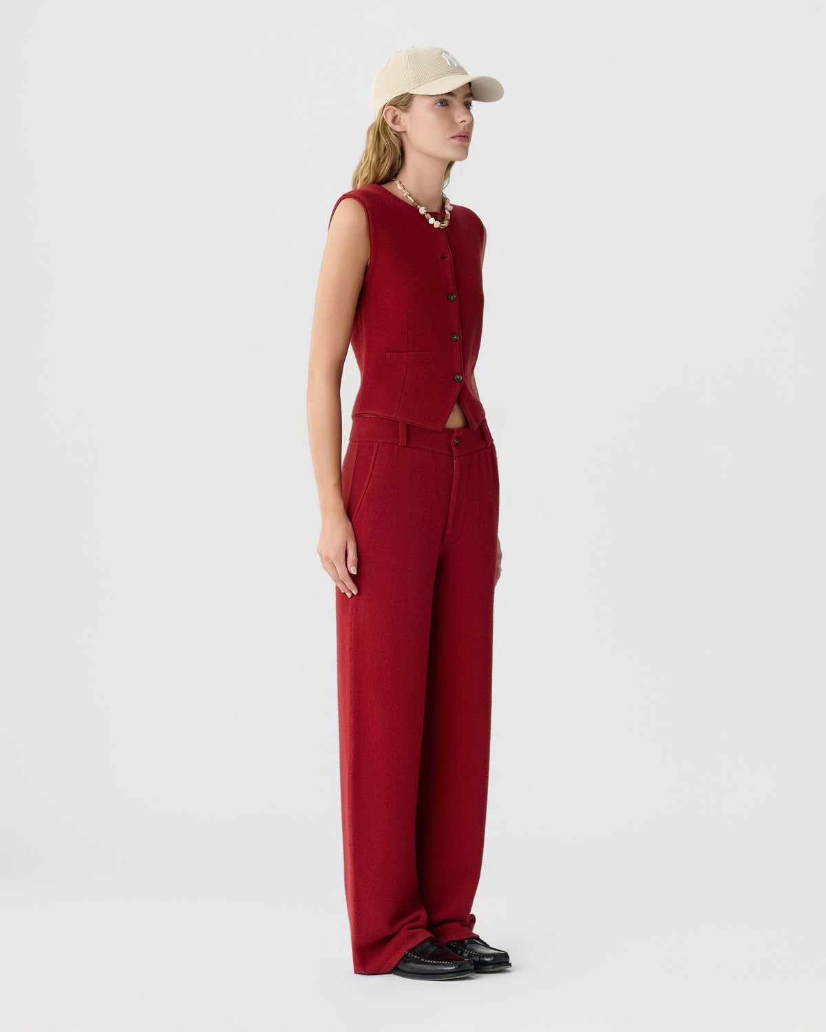 Tailored Crew Vest - Carmine
