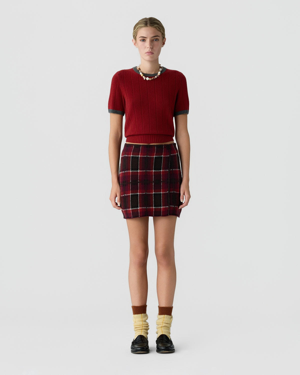 Tartan Mini Skirt - Carmine Combo