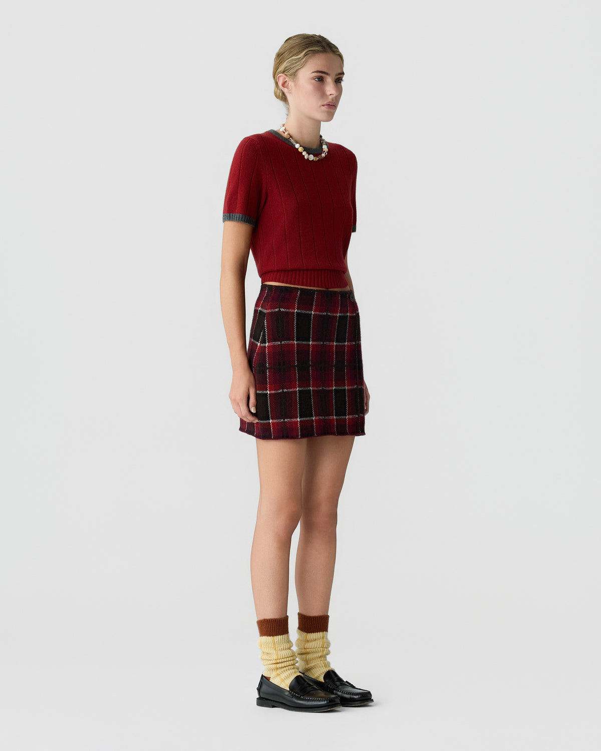 Tartan Mini Skirt - Carmine Combo
