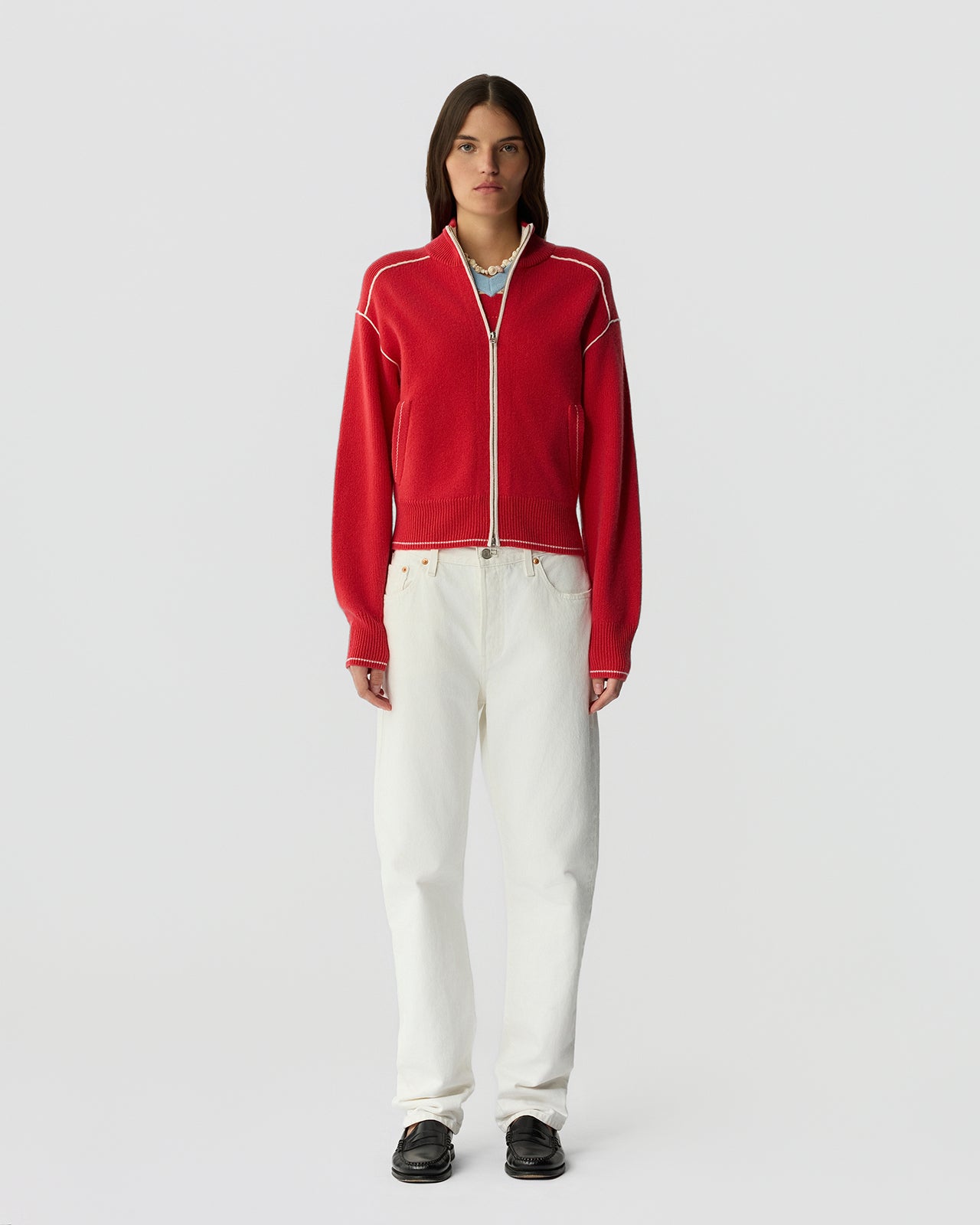 Track Jacket - Scarlet/Cream