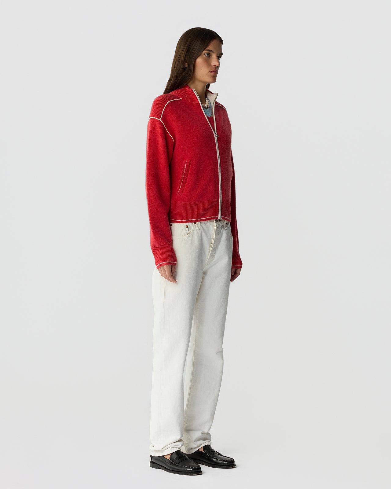 Track Jacket - Scarlet/Cream