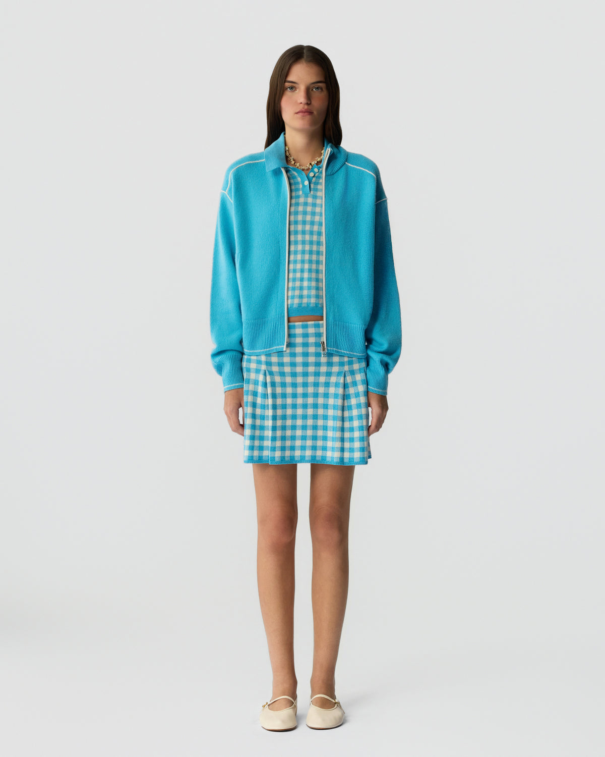 Track Jacket - Swimming Pool/Cream