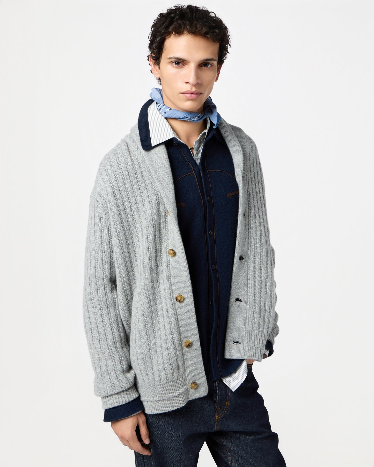 Varsity Cardigan - Heather Grey