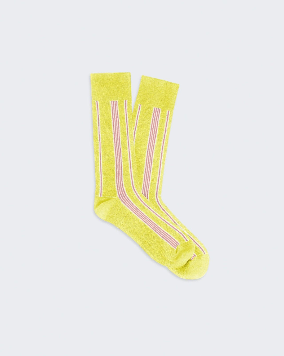 Vertical Stripe Socks - Lemon/Cream/Powder Pink