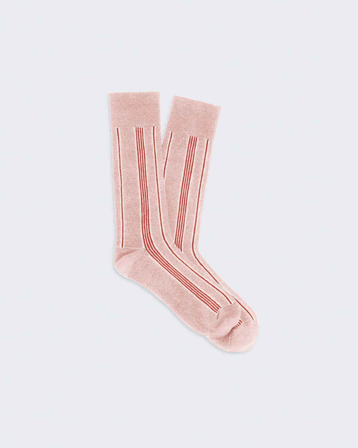 Vertical Stripe Socks - Powder Pink/Cream/Cherry