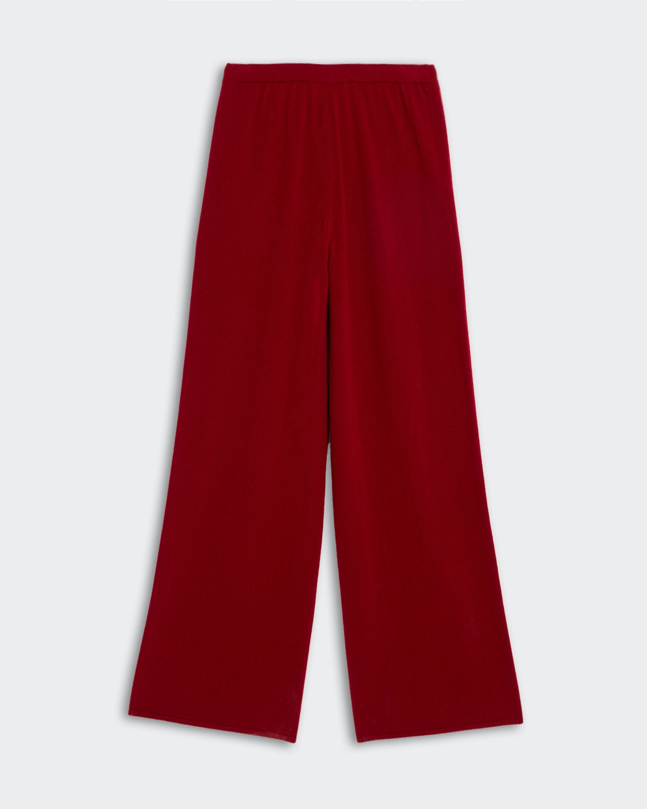 Everywear Pant - Ruby in deep red with wide legs and elastic waistband, styled for comfort and versatility.