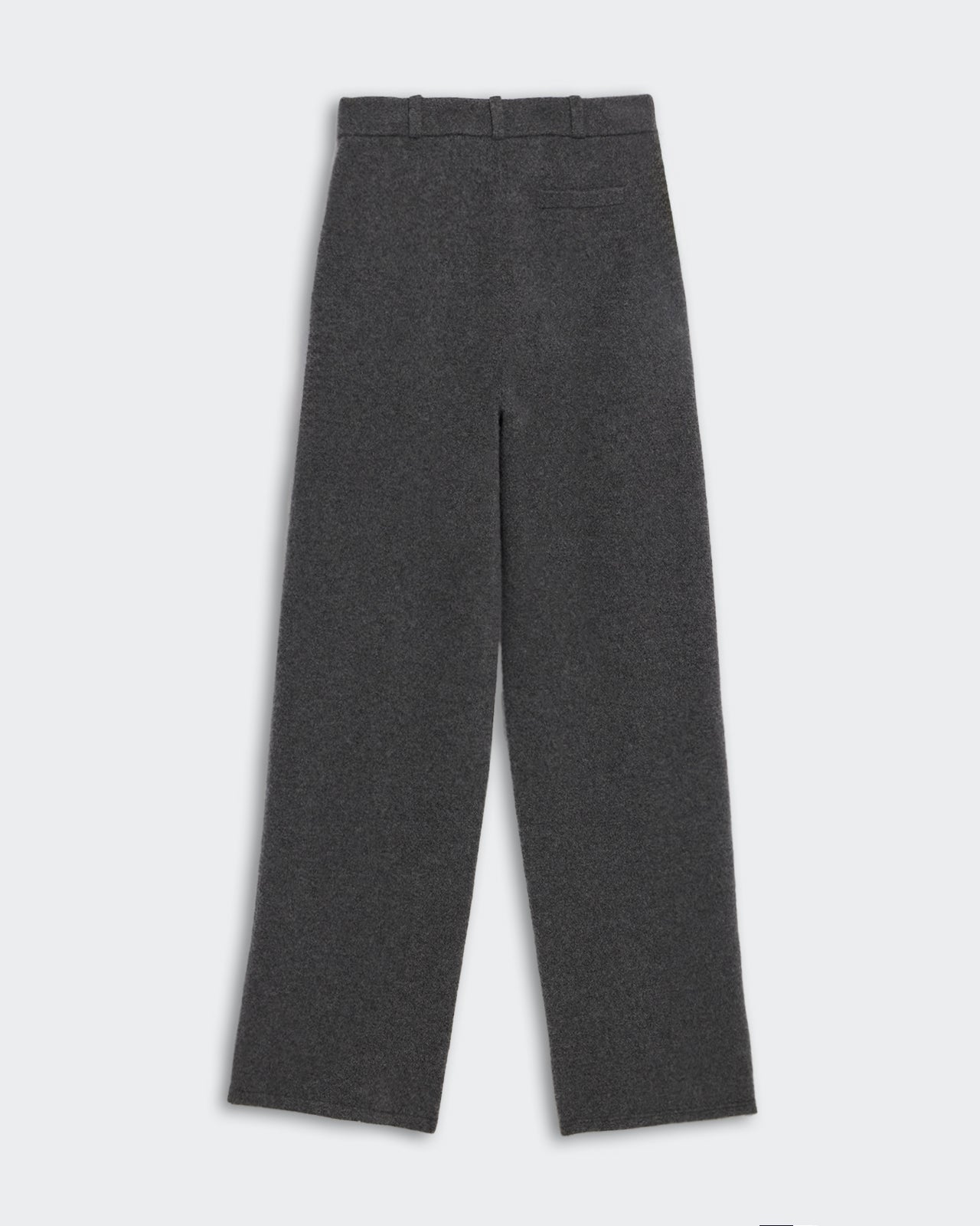 Tailored Trouser - Charcoal, classic straight-leg design with belt loops and a single back pocket on a light background.