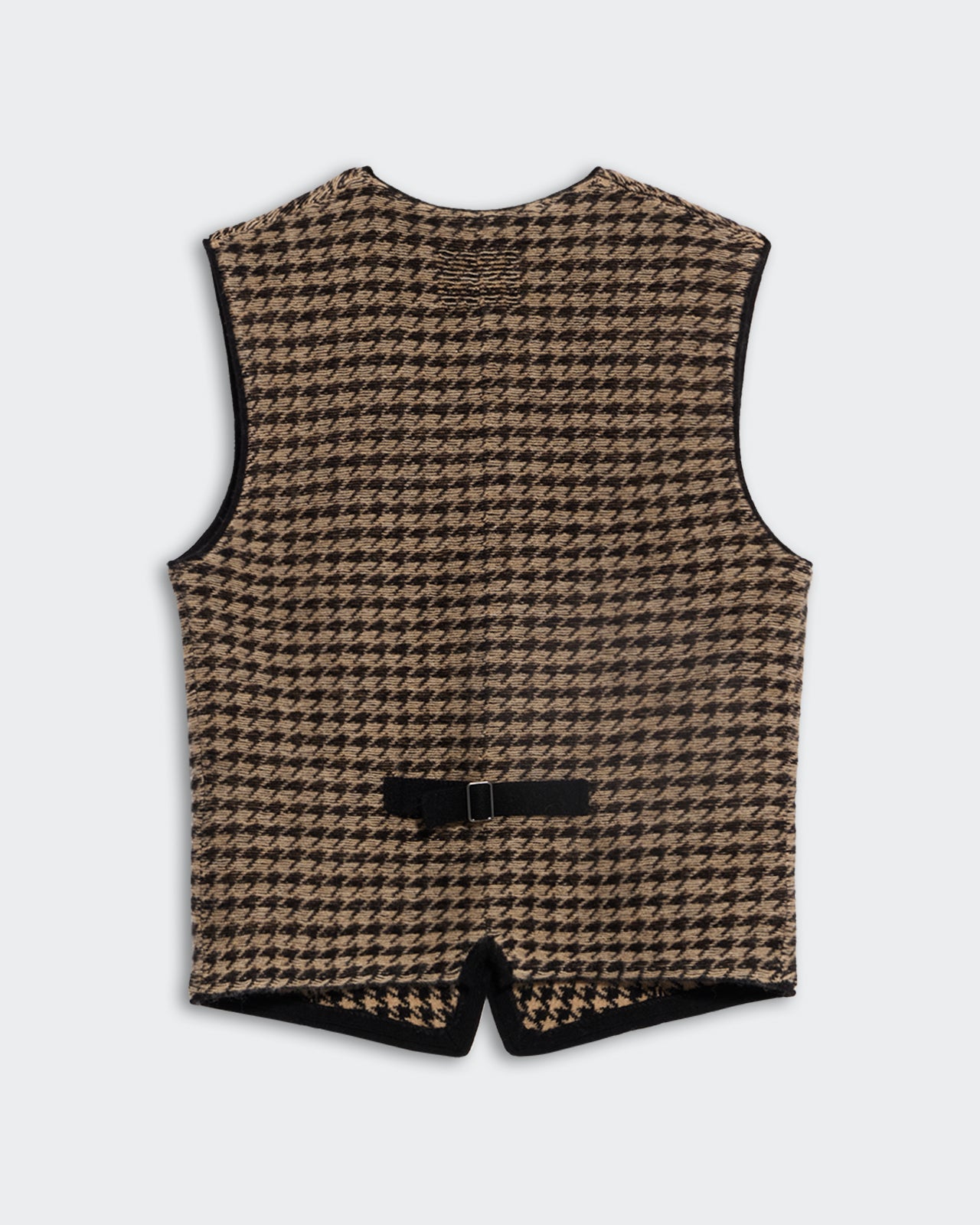 Houndstooth Tailored Vest - Black/Dune showing back view with adjustable strap and silver buckle detail.