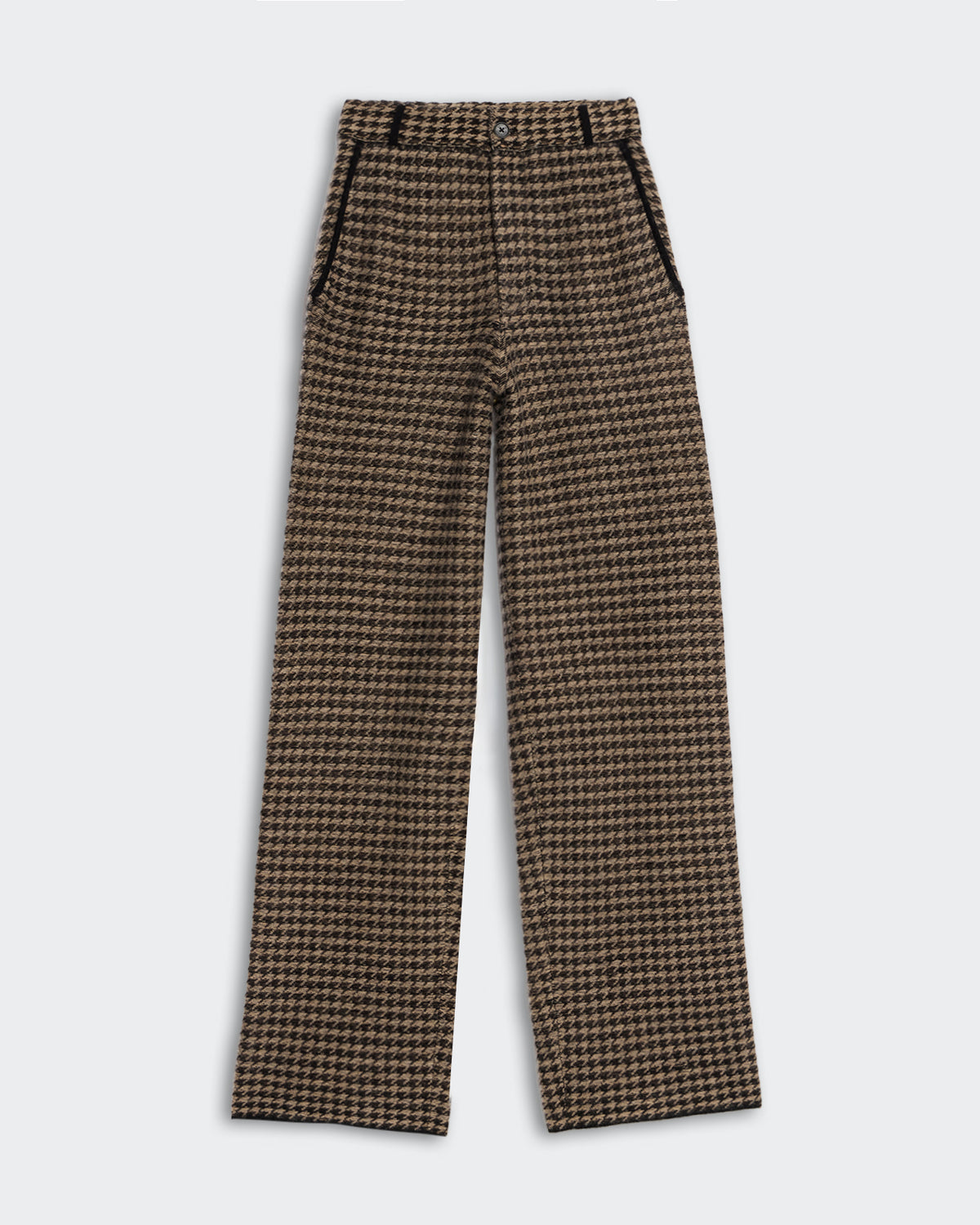 Houndstooth Tailored Trouser - Black Dune women's medium-weight knit cashmere pants with pockets and elastic waistband.