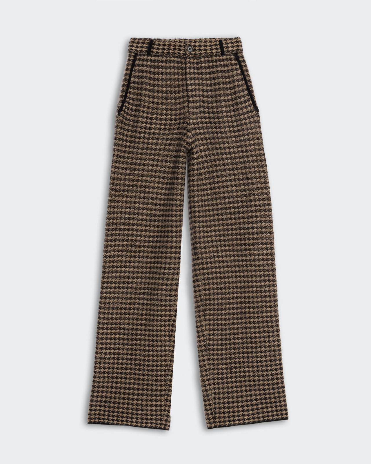Houndstooth Tailored Trouser - Black Dune women's medium-weight knit cashmere pants with pockets and elastic waistband.