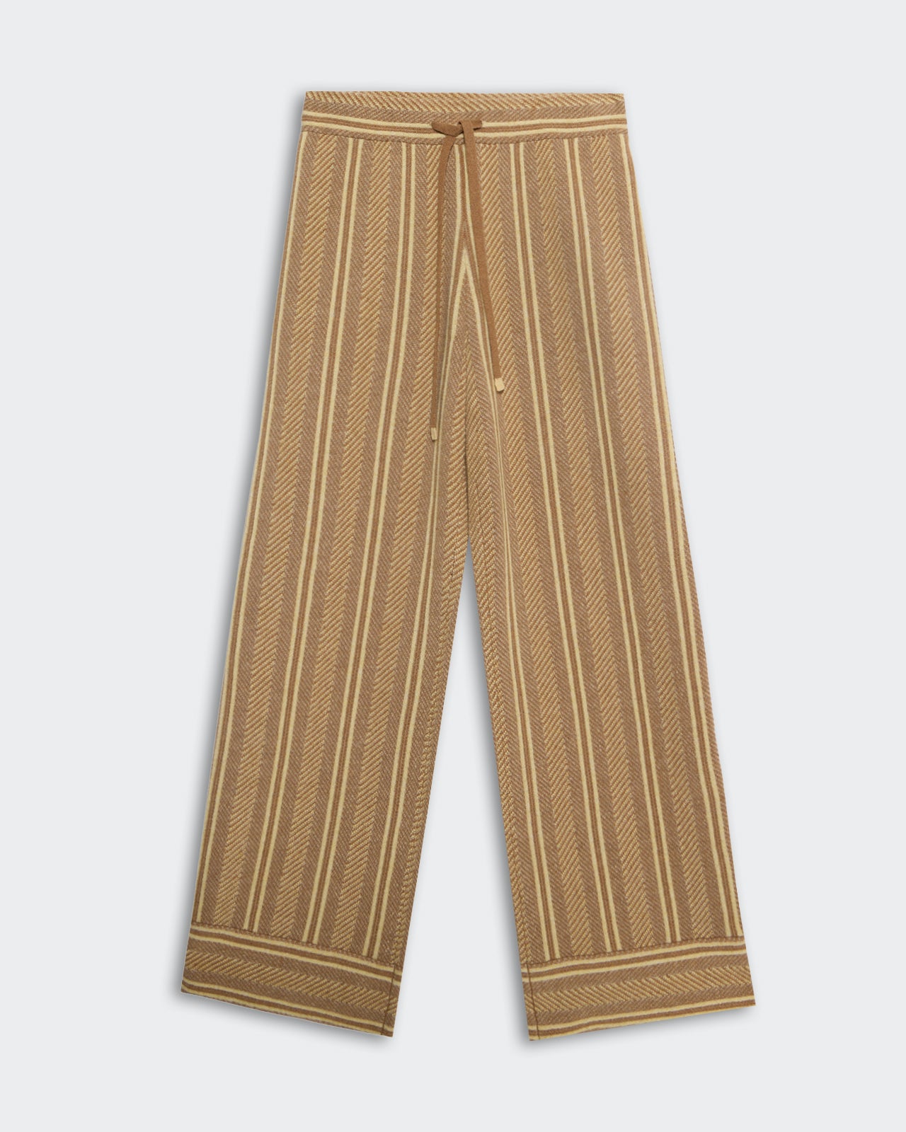 Stripe Lounge Pant - Almond Combo vertical striped cashmere lounge pants with elastic waistband and drawstring.