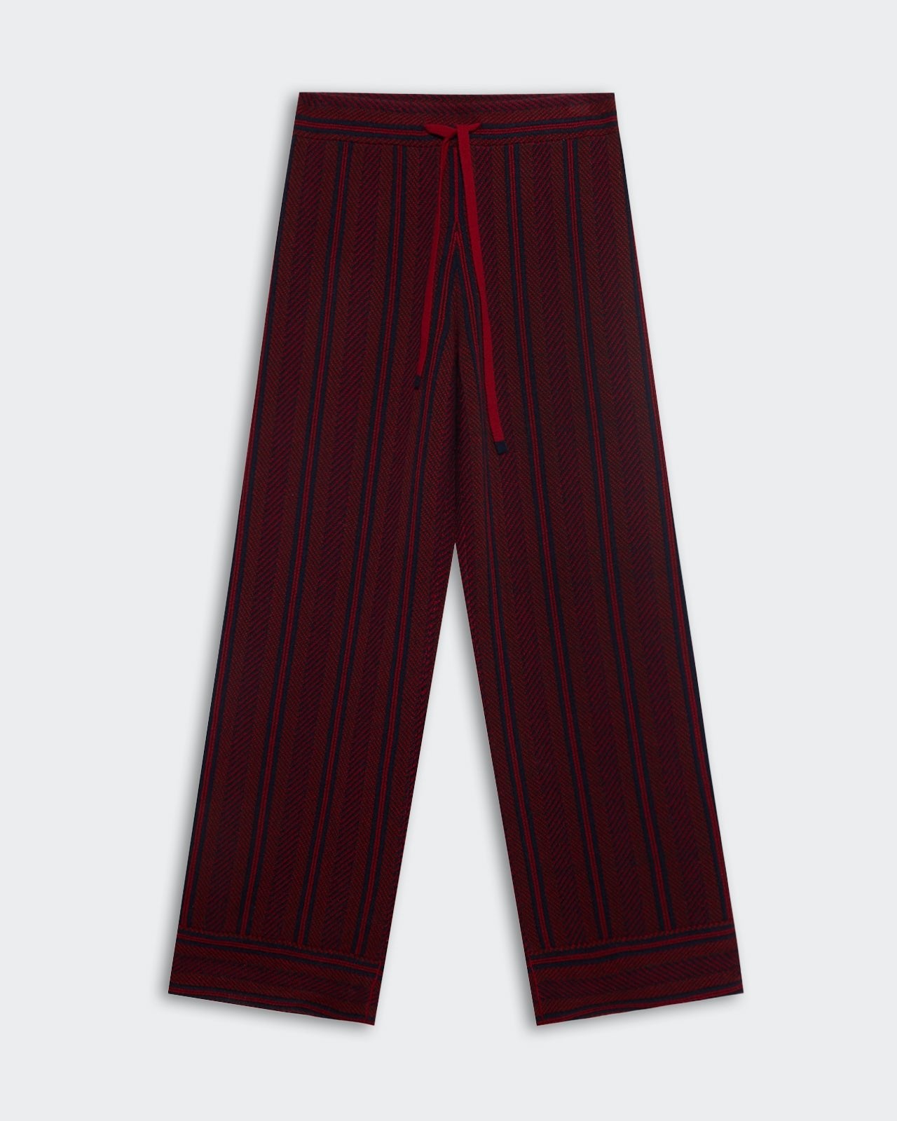 Stripe Lounge Pant - Ruby Combo with vertical stripes and a drawstring waist in a relaxed fit design.