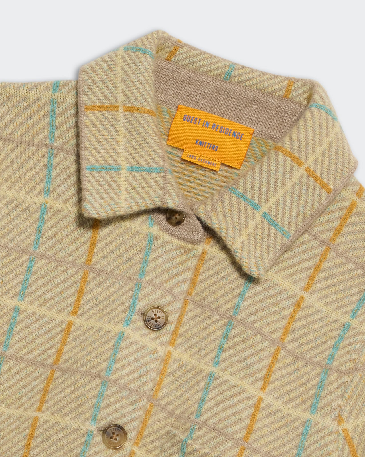 Dylan Plaid Shirt - Taupe Combo with button-up front and blue and orange plaid pattern on soft fabric
