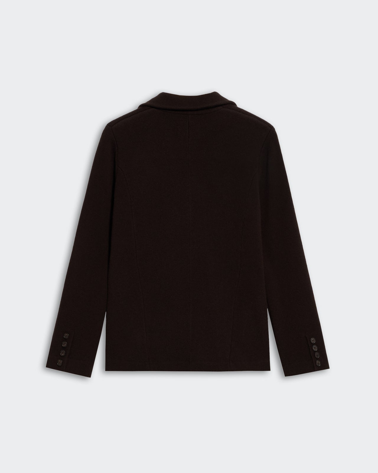 Tailored Blazer - Burnt Cocoa shown from the back with long sleeves and button details on cuffs.