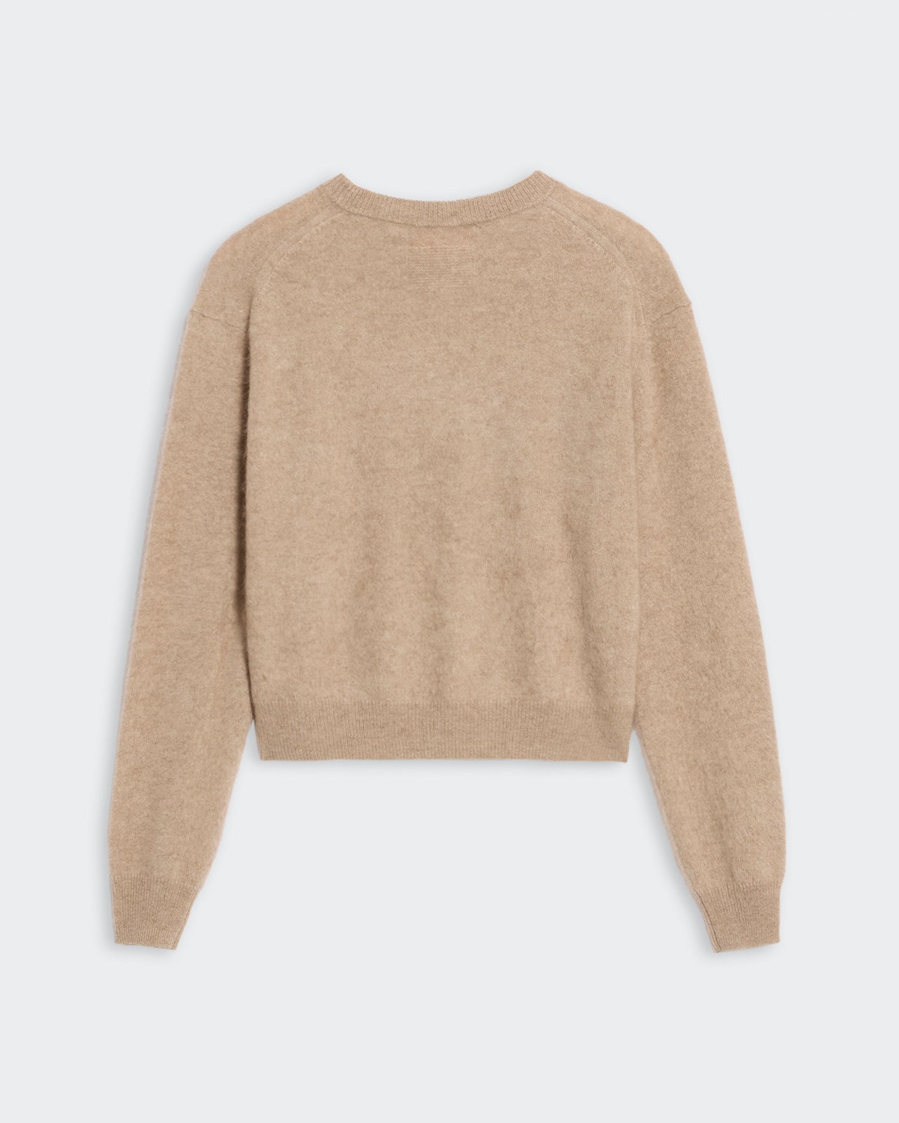 Grizzly Crew - Taupe sweater shown from the back with long sleeves and ribbed cuffs on a white background
