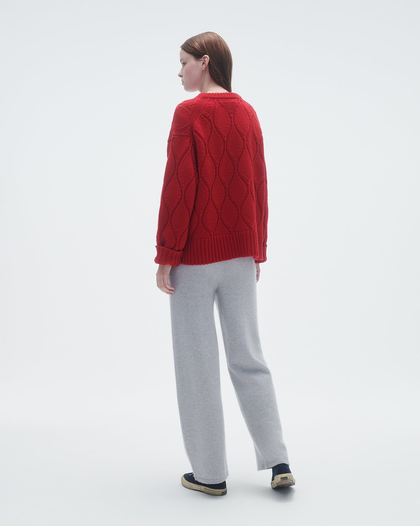 Wavy Cozy Crew In Cashmere  - True Red