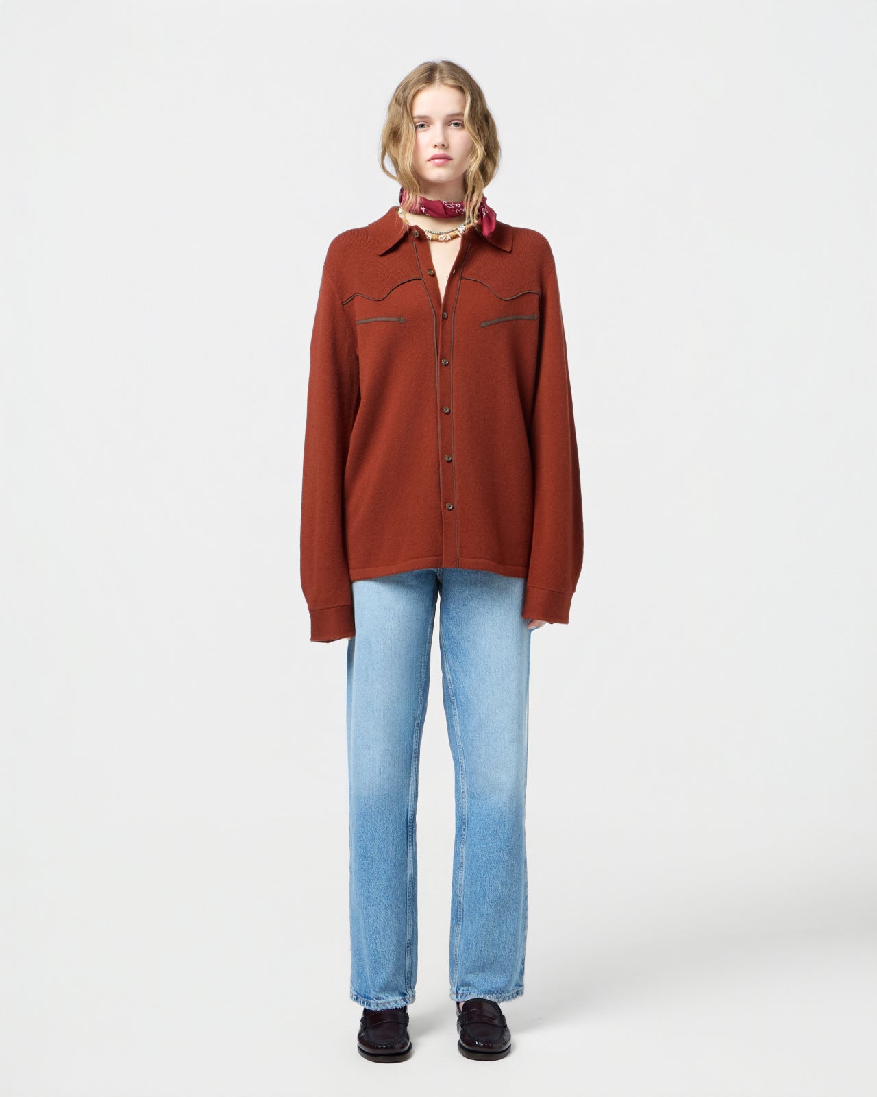 Western Button Up Shirt - Cinnamon