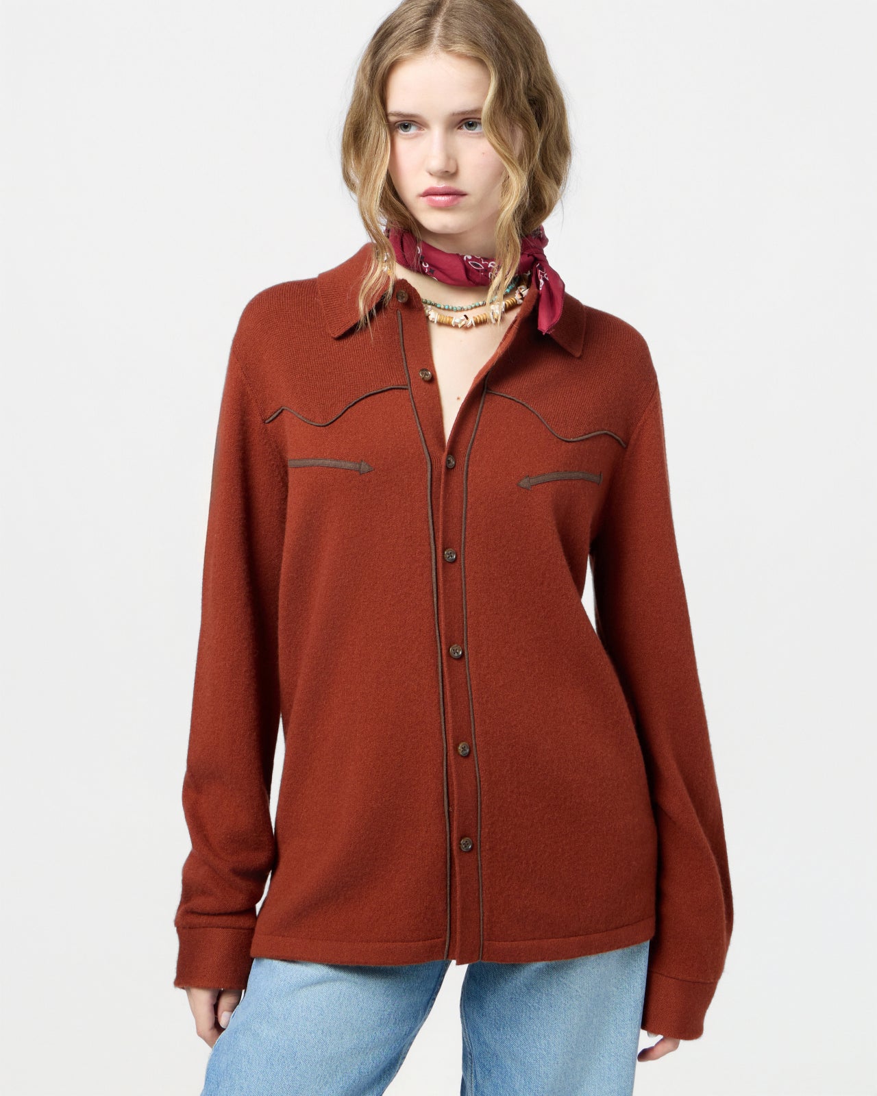Western Button Up Shirt - Cinnamon