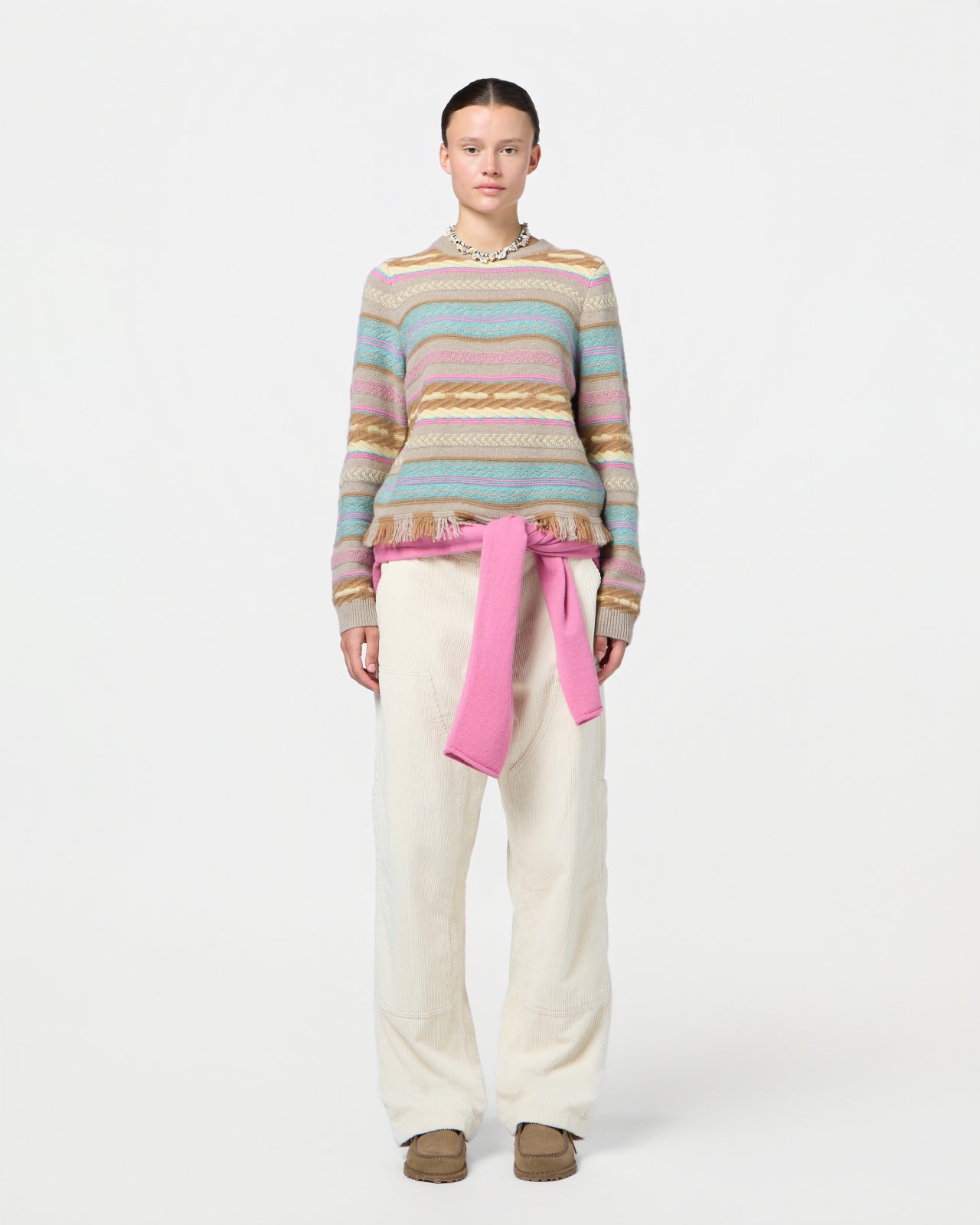 Western Stripe Crew - Taupe Combo