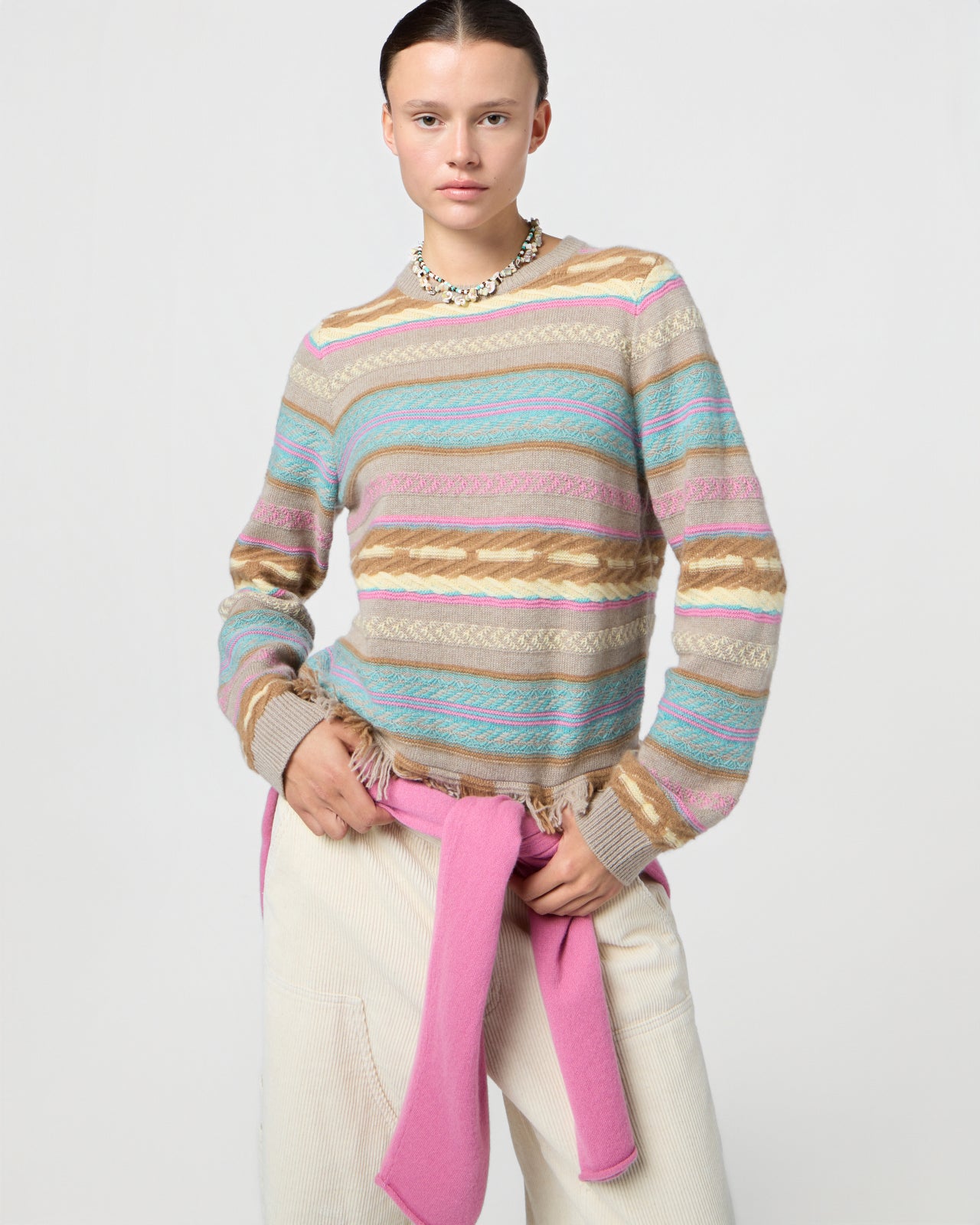 Western Stripe Crew - Taupe Combo