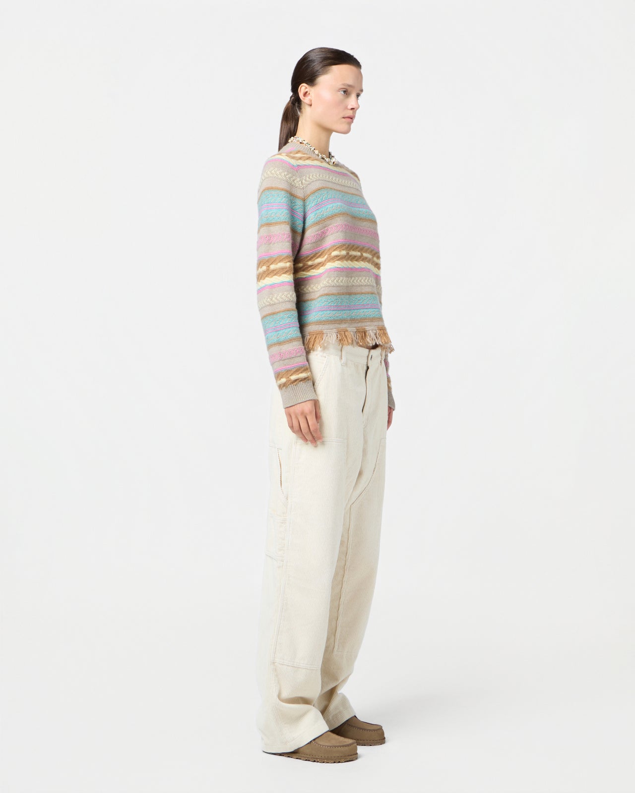 Western Stripe Crew - Taupe Combo