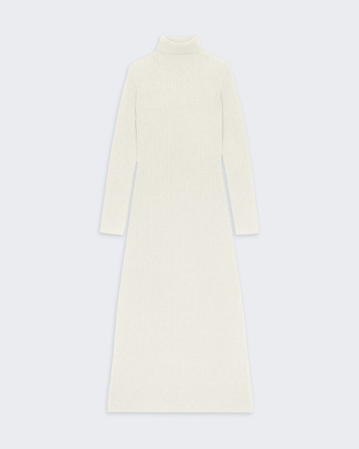 Wide Rib Turtleneck Dress In Cashmere - Cream