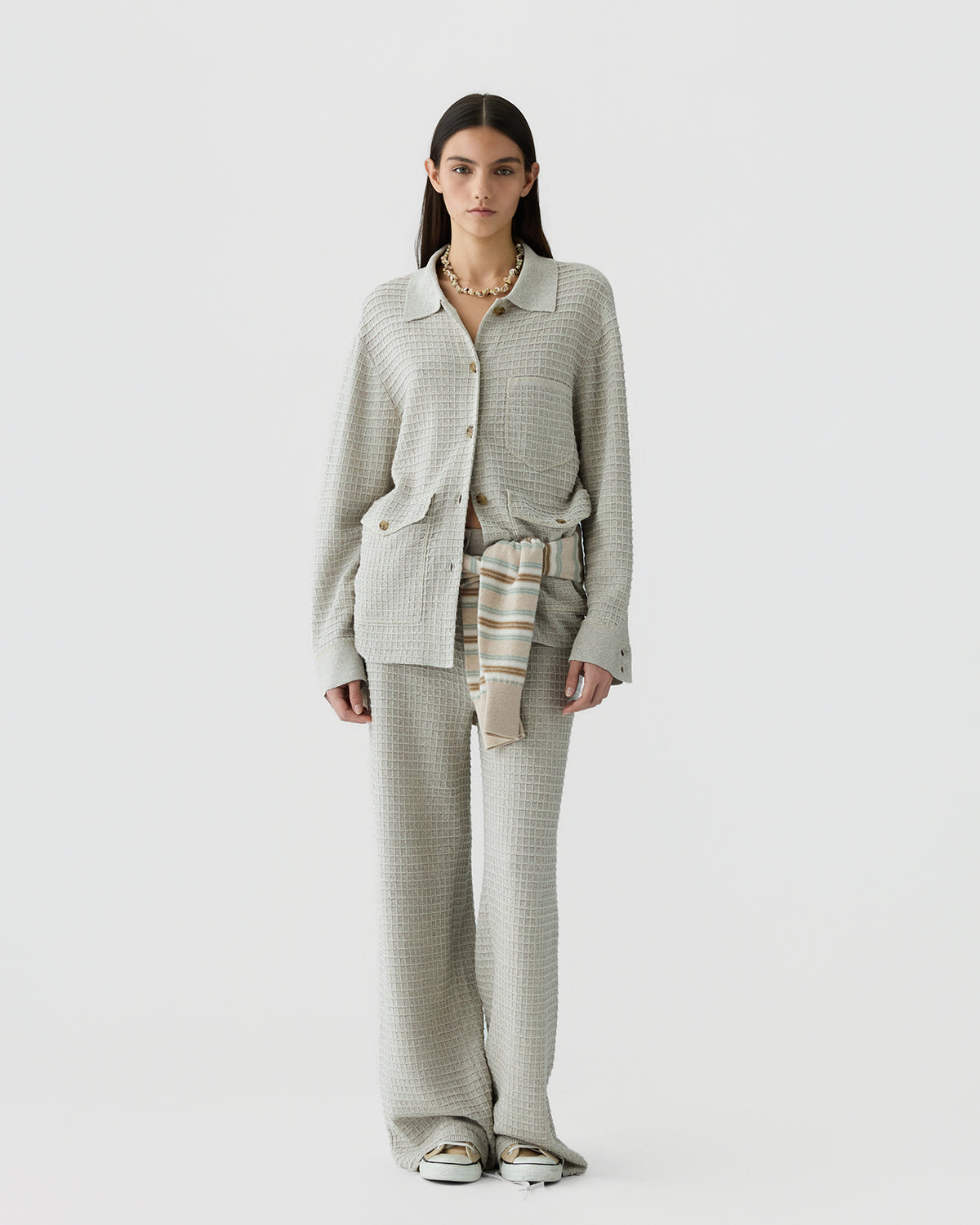 Waffle Jacket - Cream/Sandstone