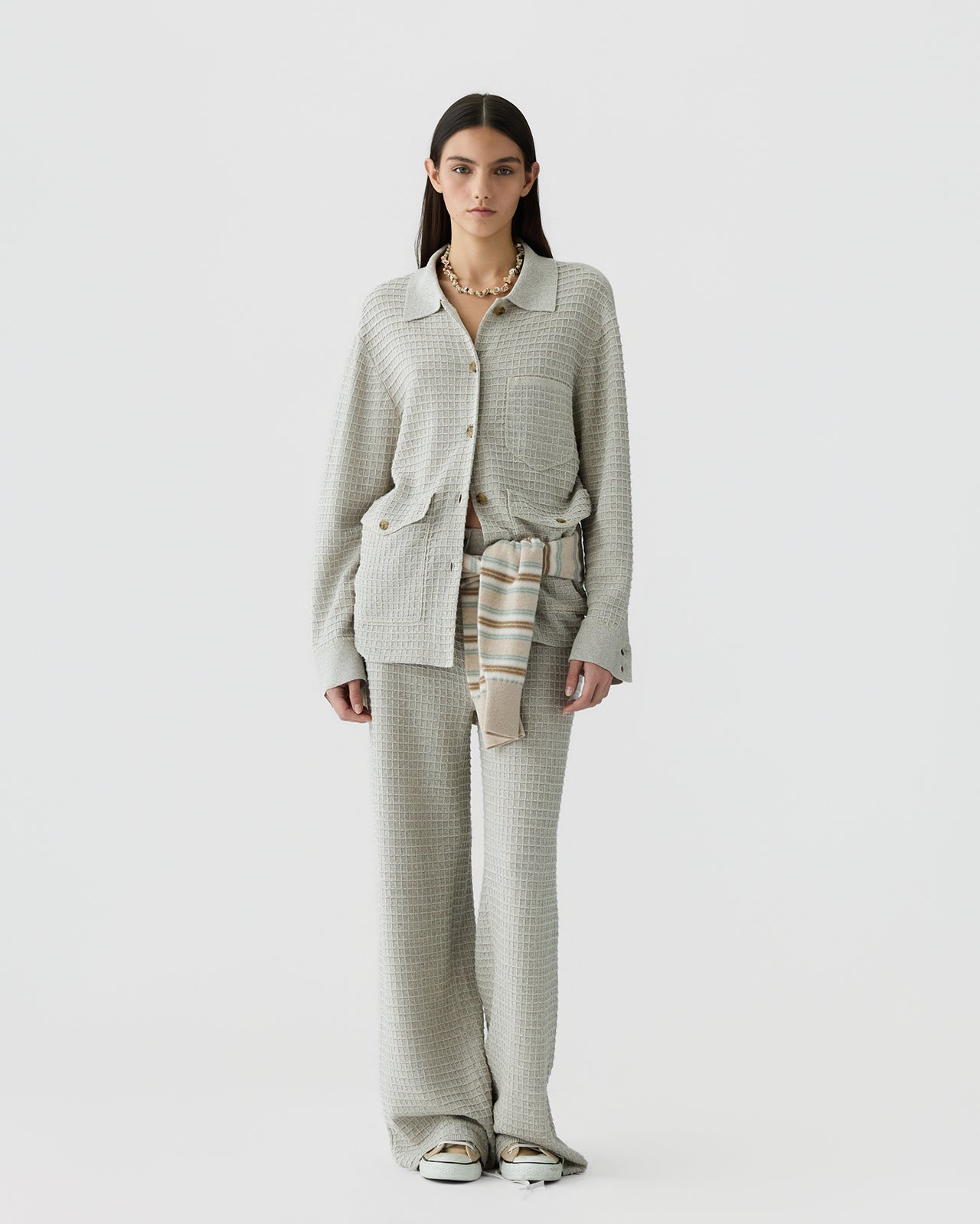 Waffle Jacket - Cream/Sandstone