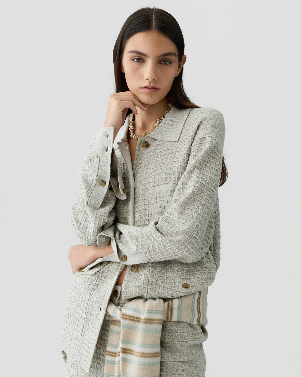 Waffle Jacket - Cream/Sandstone