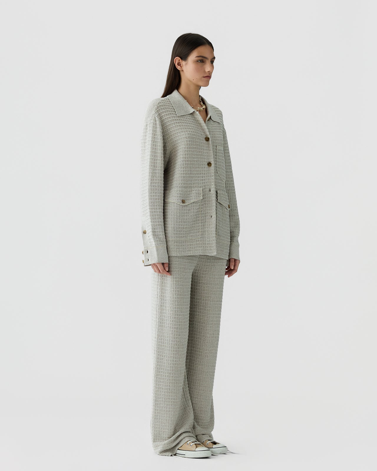 Waffle Jacket - Cream/Sandstone