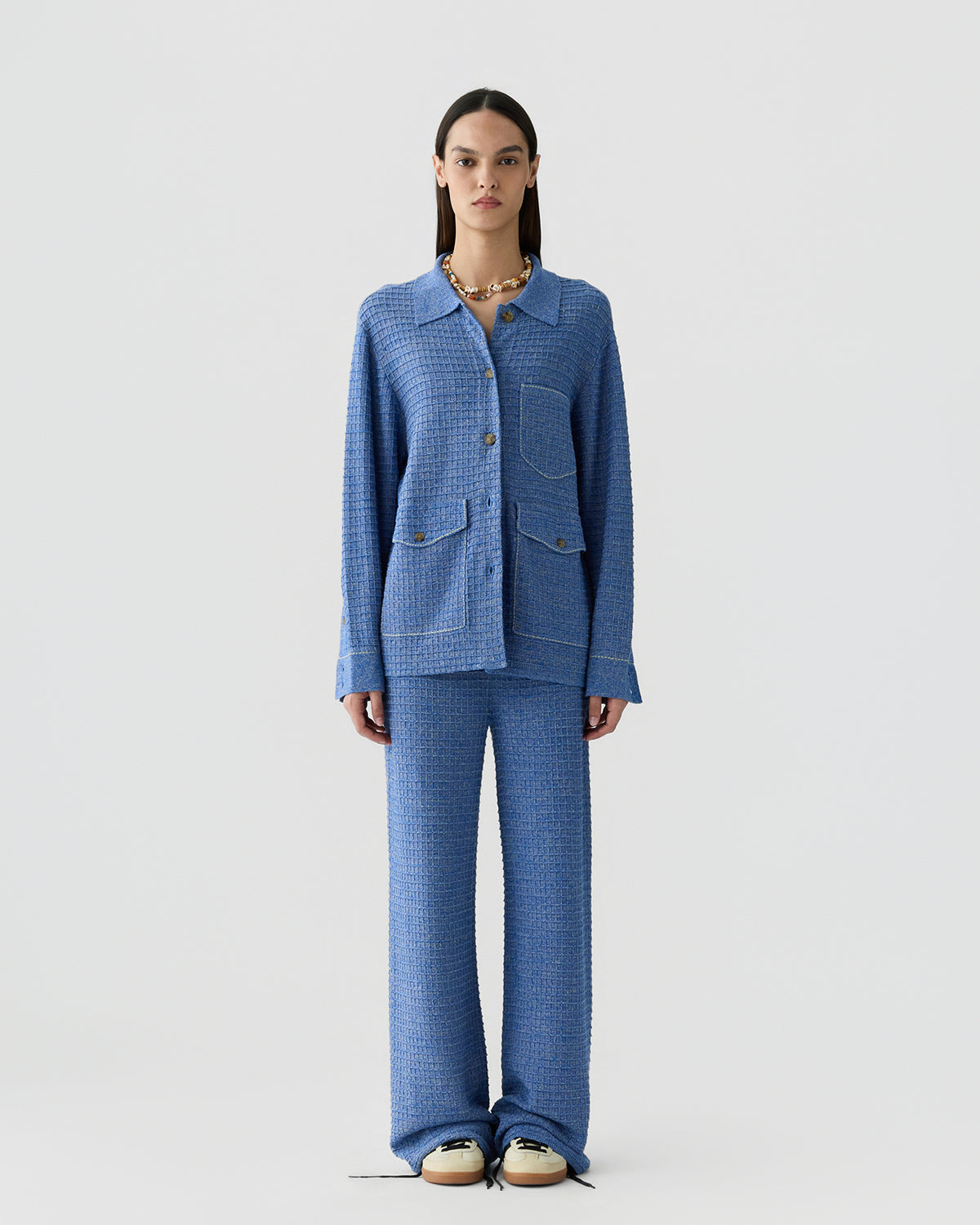 Waffle Jacket - Delft Blue/Sandstone