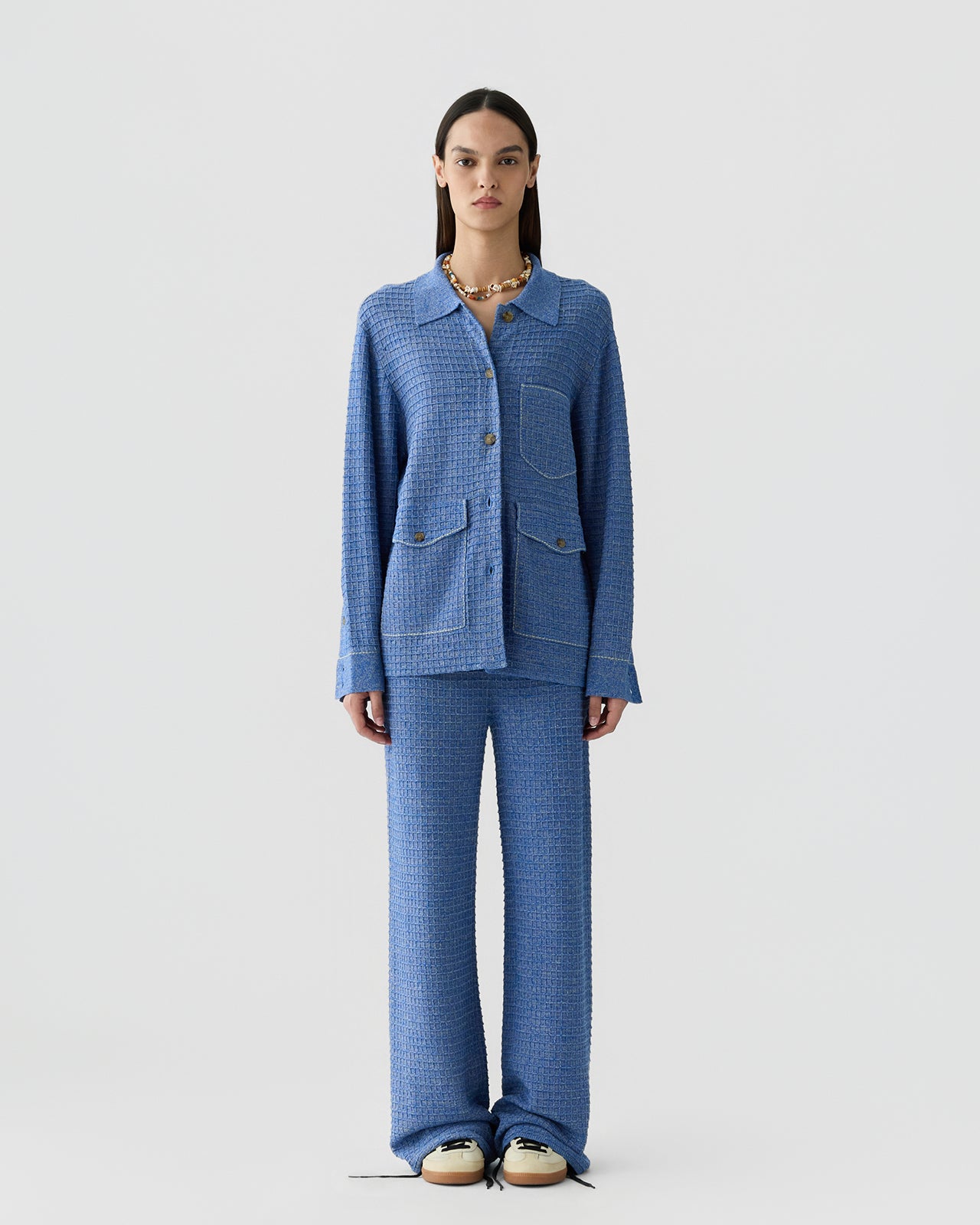Waffle Jacket - Delft Blue/Sandstone