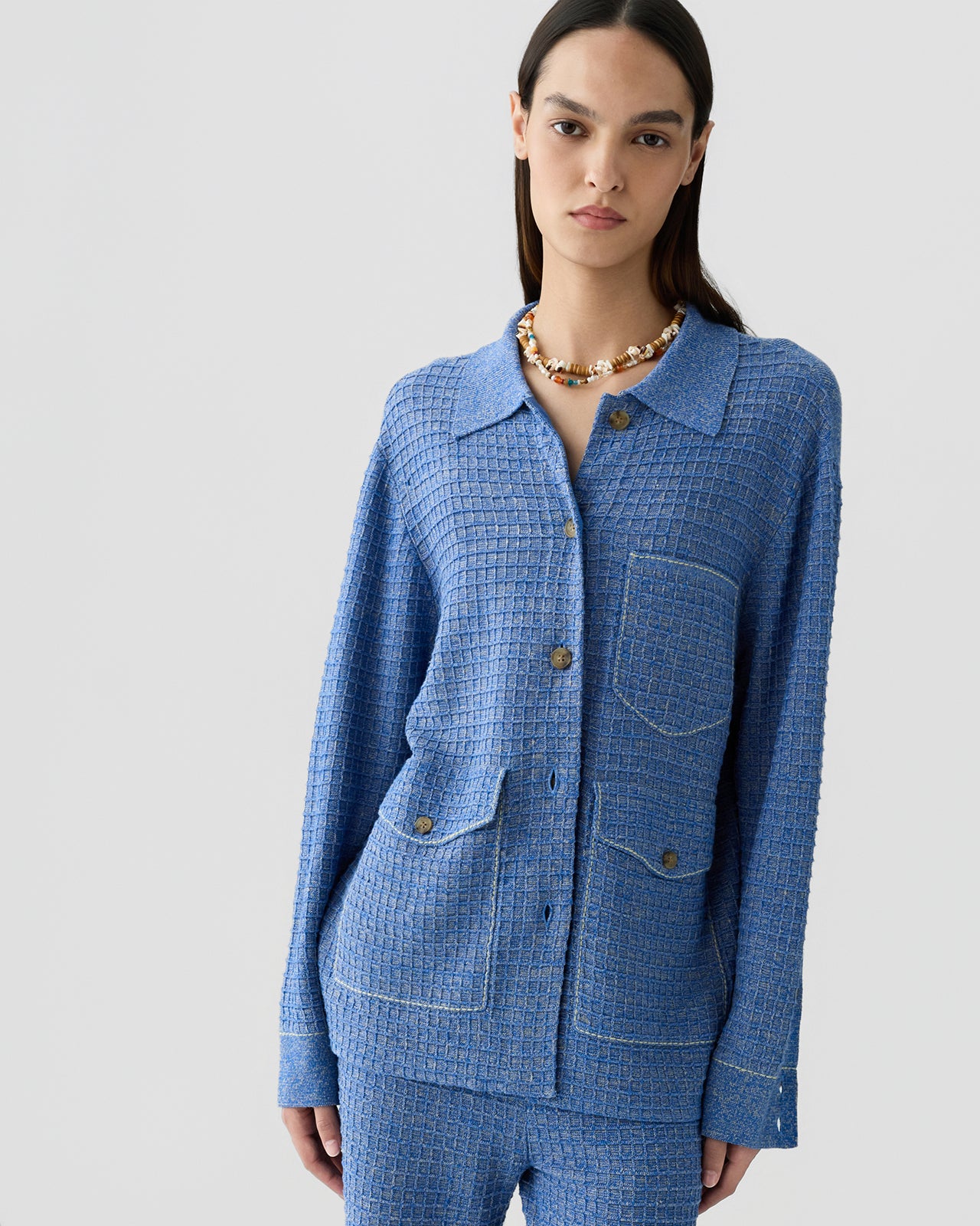 Waffle Jacket - Delft Blue/Sandstone