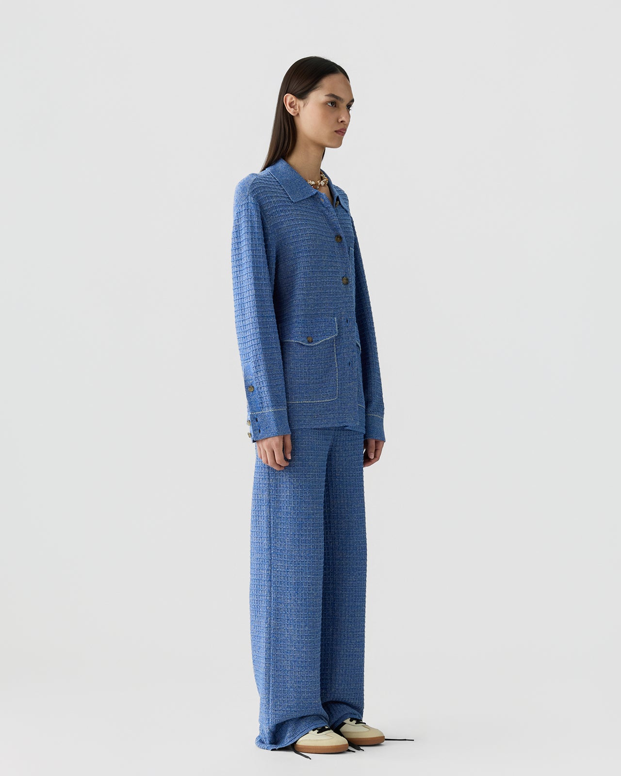 Waffle Jacket - Delft Blue/Sandstone