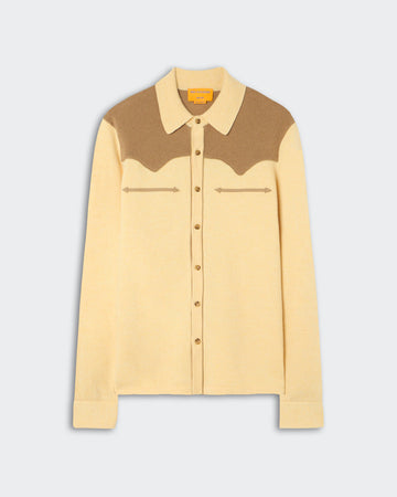 Western Button Up! Shirt - Butter/Camel