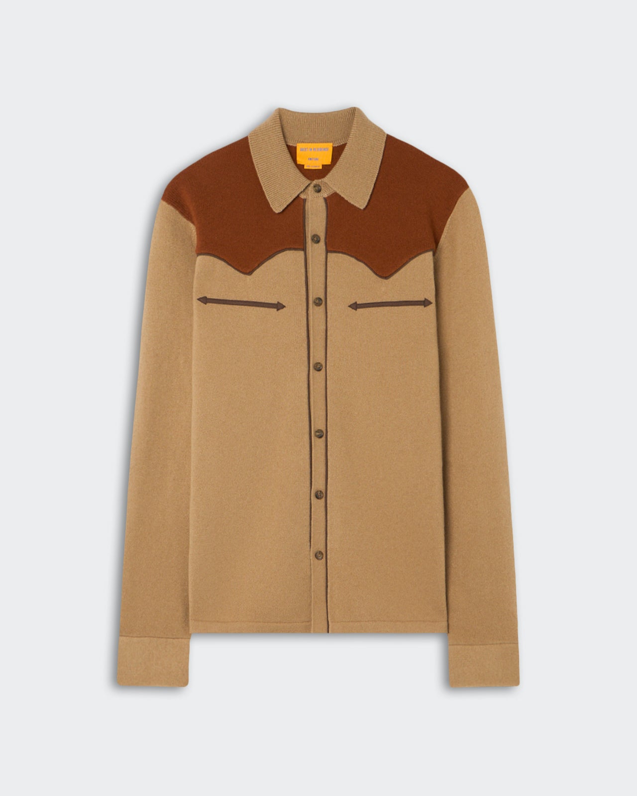 Western Button Up! Shirt - Camel/Burnt Sienna