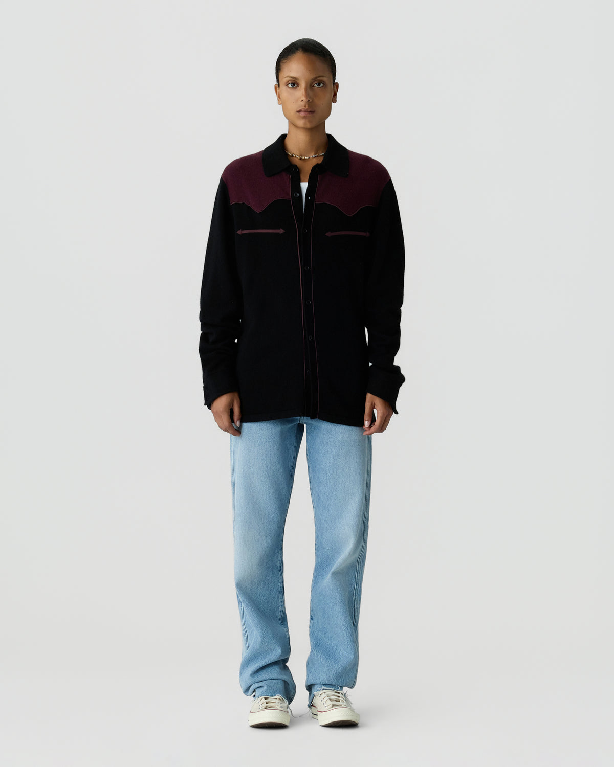 Western Button Up! Shirt - Black/Fig