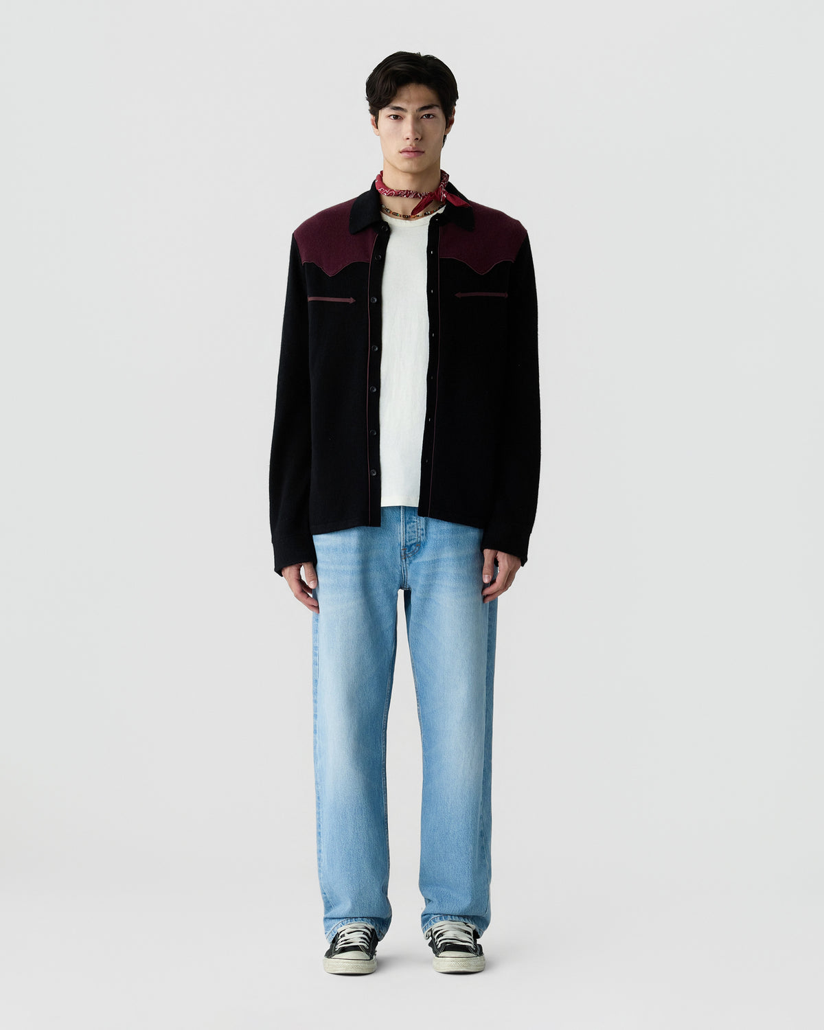 Western Button Up! Shirt - Black/Fig