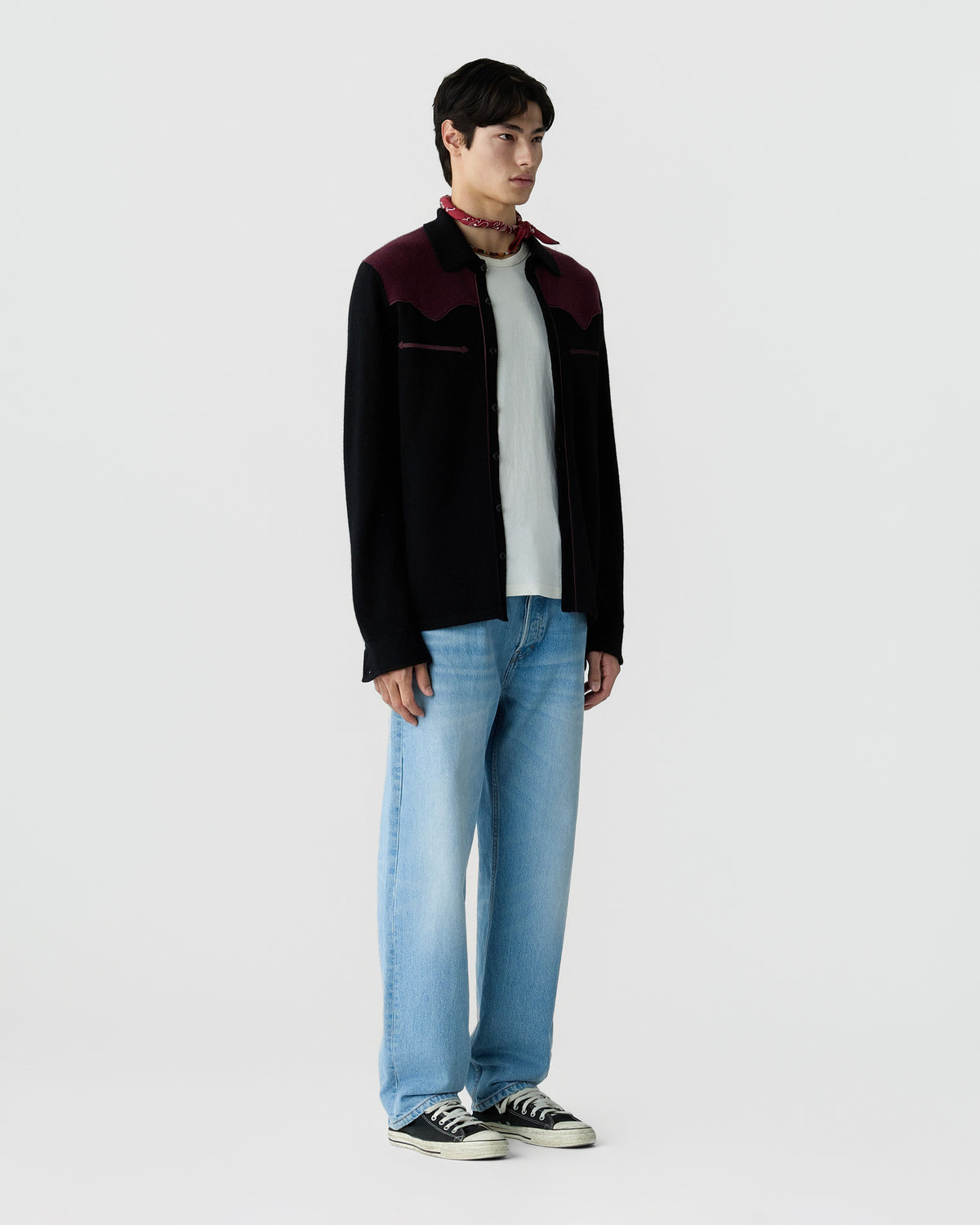 Western Button Up! Shirt - Black/Fig