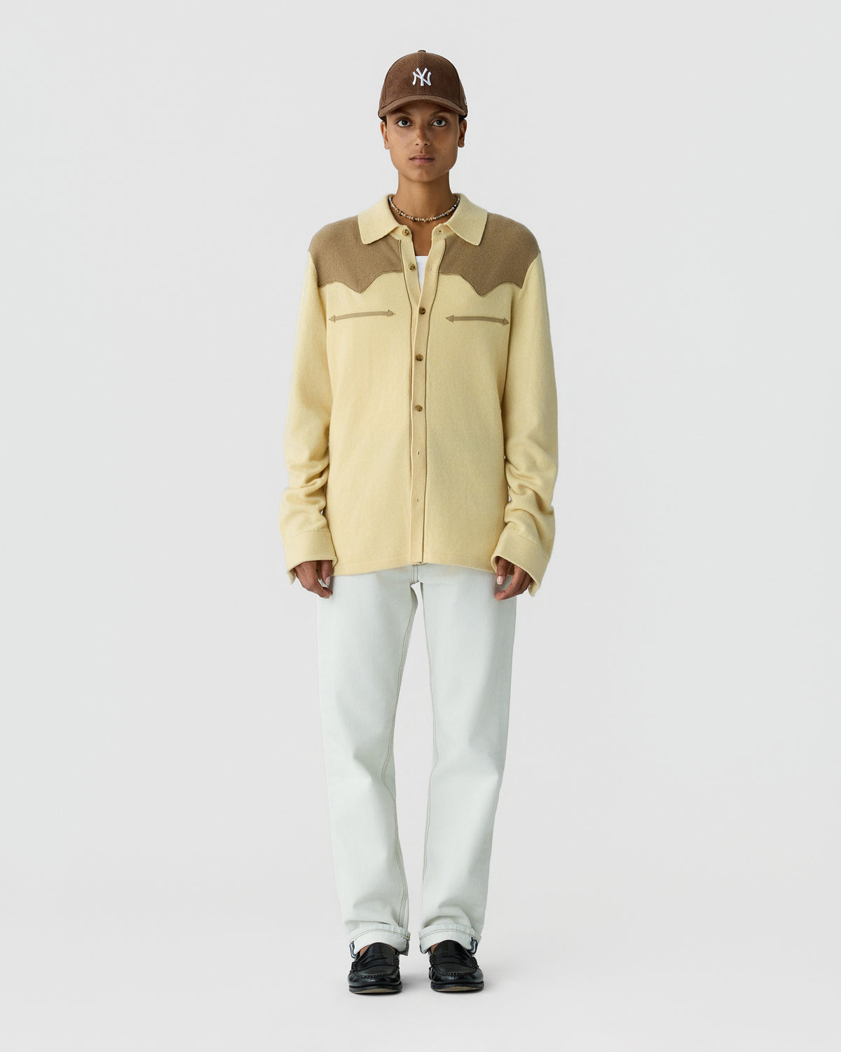 Western Button Up! Shirt - Butter/Camel