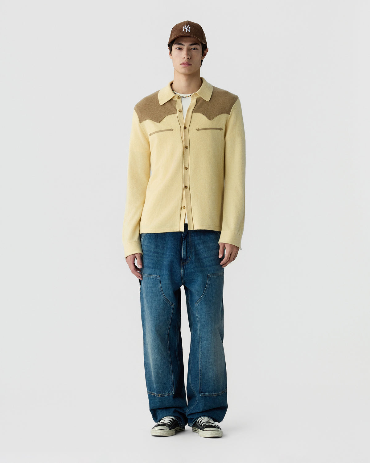 Western Button Up! Shirt - Butter/Camel