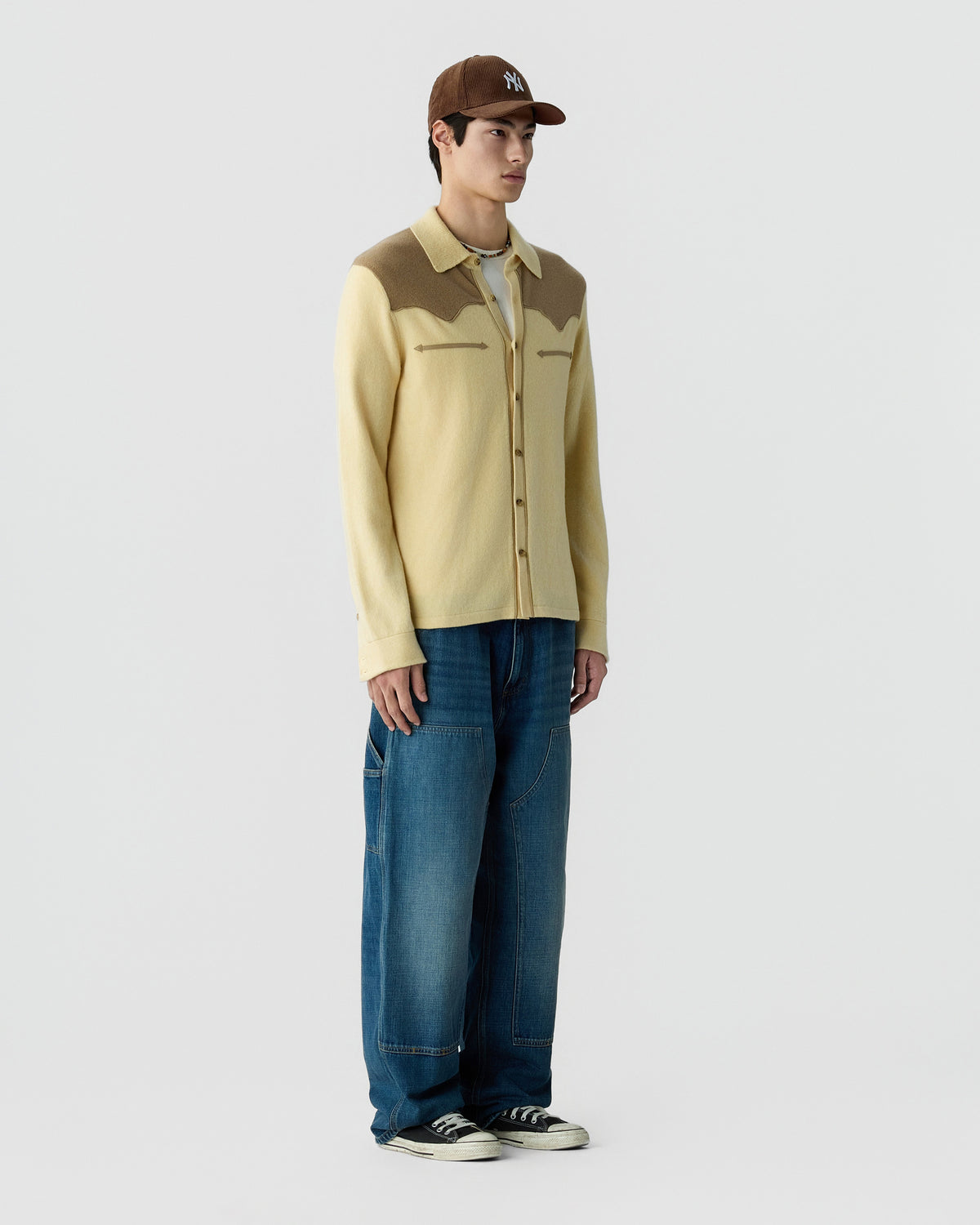 Western Button Up! Shirt - Butter/Camel