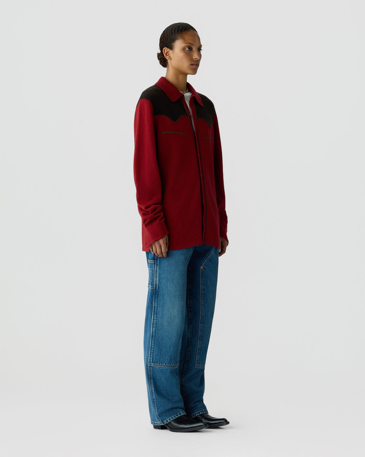 Western Button Up! Shirt - Carmine/Burnt Cocoa